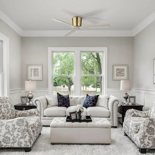 Vaczon 54" Ward Solid Wood Blades Flush Mount Ceiling Fan with Remote Control