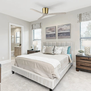 Vaczon 54" Ward Solid Wood Blades Flush Mount Ceiling Fan with Remote Control