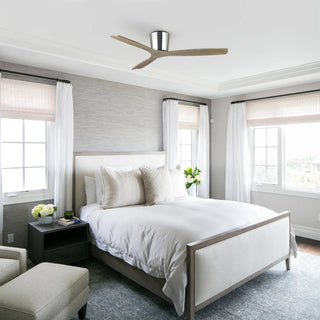 Vaczon 54" Ward Solid Wood Blades Flush Mount Ceiling Fan with Remote Control