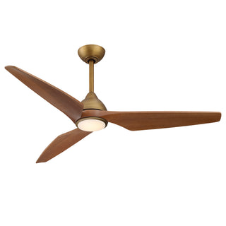 52 Inch Satin Gold LED Ceiling Fan with Solid Wood Blades