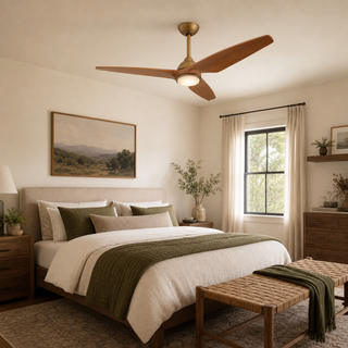 52 Inch Satin Gold LED Ceiling Fan with Solid Wood Blades
