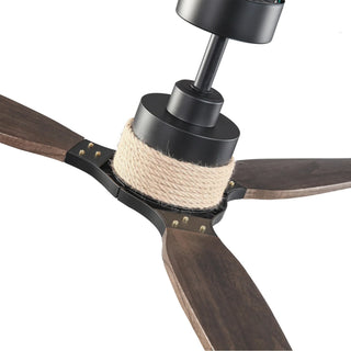 56" Louise Downrod Mount LED Wood Blades Ceiling Fan with Remote Control