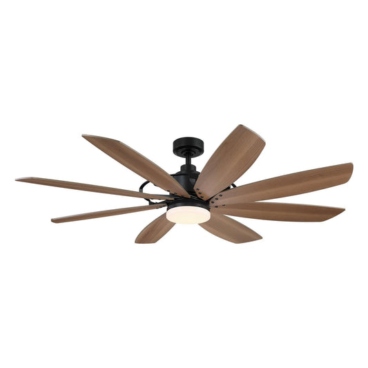60" Antone Industrial DC Motor Downrod Mount Reversible Ceiling Fan with Lighting and Remote Control - ParrotUncle