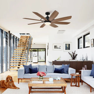 60" Antone Industrial DC Motor Downrod Mount Reversible Ceiling Fan with Lighting and Remote Control - Vaczon