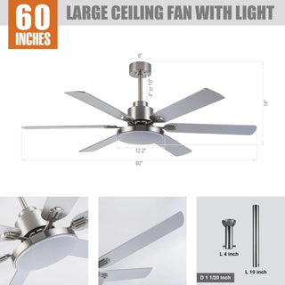 60" Lucknow Modern Ceiling Fan with Lighting and Remote Control - Vaczon