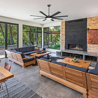 60" Industrial DC Motor Downrod Mount Ceiling Fan with Lighting and Remote Control - Vaczon