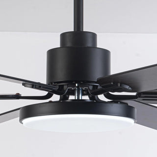 60" Industrial DC Motor Downrod Mount Reversible Ceiling Fan with Lighting and Remote Control - Vaczon