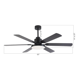 60" Industrial DC Motor Downrod Mount Reversible Ceiling Fan with Lighting and Remote Control - Vaczon
