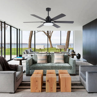 60" Industrial DC Motor Downrod Mount Reversible Ceiling Fan with Lighting and Remote Control - Vaczon