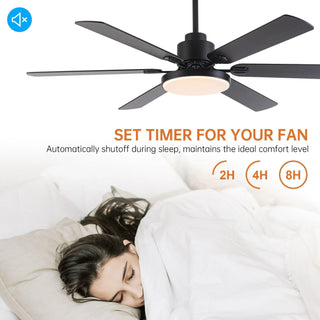 60" Industrial DC Motor Downrod Mount Reversible Ceiling Fan with Lighting and Remote Control - Vaczon