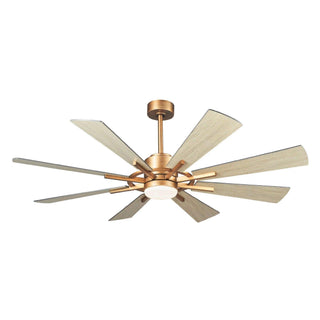 60" Oretha Windmill Modern DC Motor Downrod Mount Reversible Ceiling Fan with Lighting and Remote Control - ParrotUncle