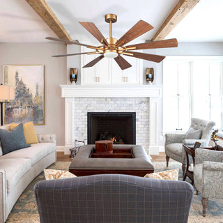 60" Oretha Windmill Modern DC Motor Downrod Mount Reversible Ceiling Fan with Lighting and Remote Control - ParrotUncle