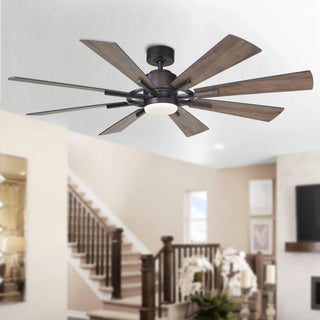 60" Oretha Windmill DC Ceiling Fan with LED Lighting - Vaczon