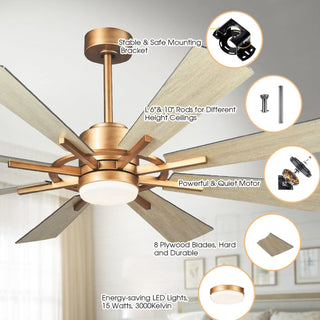 60" Oretha Windmill DC Ceiling Fan with LED Lighting - Vaczon