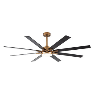 65" Balachandran Industrial DC Motor Downrod Mount Ceiling Fan with LED Lighting and Remote Control - Vaczon