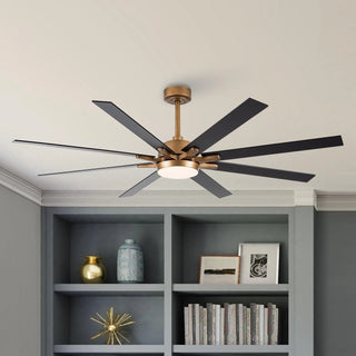 65" Balachandran Industrial DC Motor Downrod Mount Ceiling Fan with LED Lighting and Remote Control - Vaczon