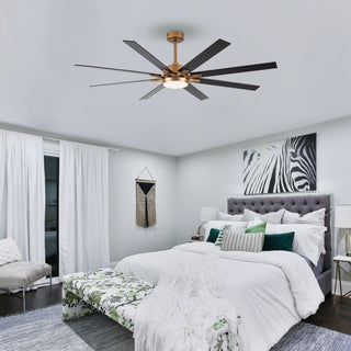 65" Balachandran Industrial DC Motor Downrod Mount Ceiling Fan with LED Lighting and Remote Control - Vaczon