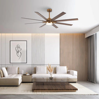 65" Balachandran Industrial DC Motor Downrod Mount Ceiling Fan with LED Lighting and Remote Control - Vaczon