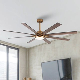 65" Balachandran Industrial DC Motor Downrod Mount Ceiling Fan with LED Lighting and Remote Control - Vaczon