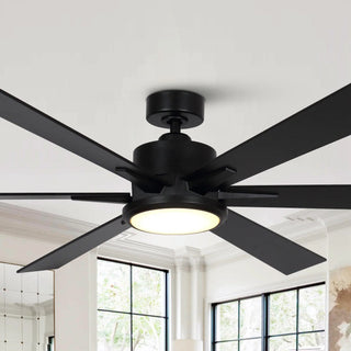 65" Amold Industrial Downrod Mount Ceiling Fan with Lighting and Remote Control - Vaczon