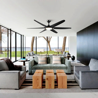 65" Industrial DC Motor Downrod Mount Ceiling Fan with Lighting and Remote Control - Vaczon