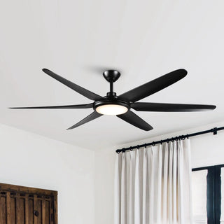 65" Industrial DC Motor Downrod Mount Ceiling Fan with Lighting and Remote Control - Vaczon