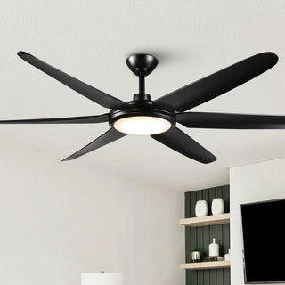 65" Industrial DC Motor Downrod Mount Ceiling Fan with Lighting and Remote Control - Vaczon