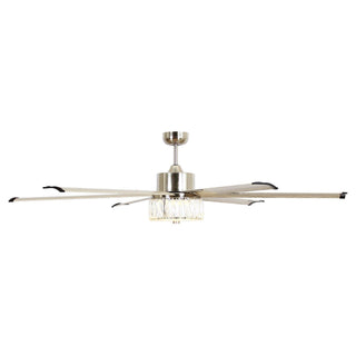 65" Modern Brushed Nickel DC Motor Downrod Mount Reversible Ceiling Fan with Lighting and Remote Control - ParrotUncle