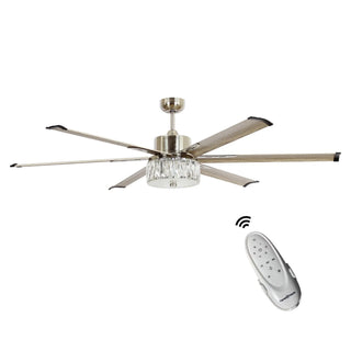 65" Modern Brushed Nickel DC Motor Downrod Mount Reversible Ceiling Fan with Lighting and Remote Control - Vaczon
