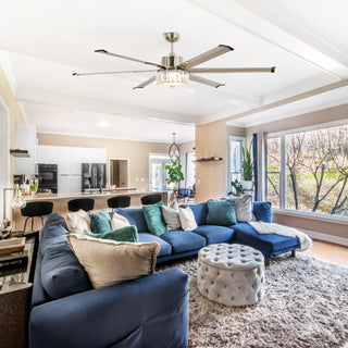 65" Modern Brushed Nickel DC Motor Downrod Mount Reversible Ceiling Fan with Lighting and Remote Control - Vaczon