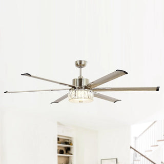 65" Modern Brushed Nickel DC Motor Downrod Mount Reversible Ceiling Fan with Lighting and Remote Control - Vaczon