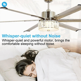 65" Modern Brushed Nickel DC Motor Downrod Mount Reversible Ceiling Fan with Lighting and Remote Control - Vaczon