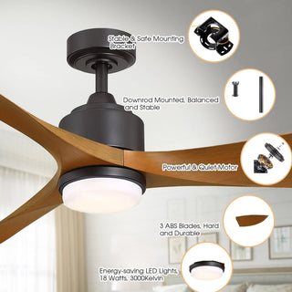 66" Misael Propeller Industrial DC Motor Ceiling Fan with LED Lighting - Vaczon