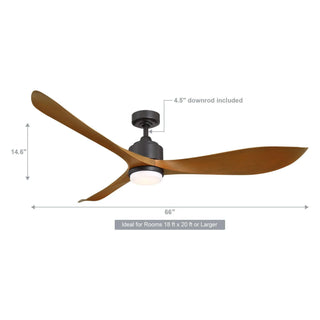 66" Misael Propeller Industrial DC Motor Ceiling Fan with LED Lighting - Vaczon