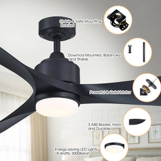 66" Misael Propeller Industrial DC Motor Ceiling Fan with LED Lighting - Vaczon