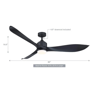 66" Misael Propeller Industrial DC Motor Ceiling Fan with LED Lighting - Vaczon