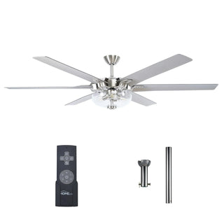 70" Modern Brushed Nickel DC Motor Downrod Mount Ceiling Fan with Lighting and Remote Control - Vaczon