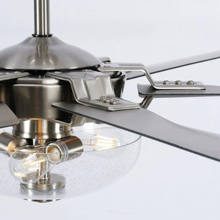 70" Modern Brushed Nickel DC Motor Downrod Mount Ceiling Fan with Lighting and Remote Control - Vaczon