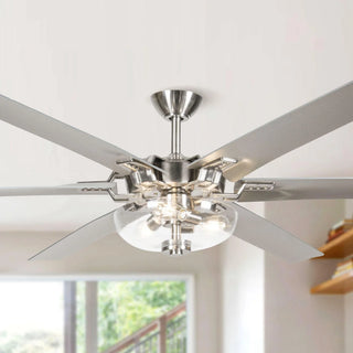 70" Modern Brushed Nickel DC Motor Downrod Mount Ceiling Fan with Lighting and Remote Control - Vaczon