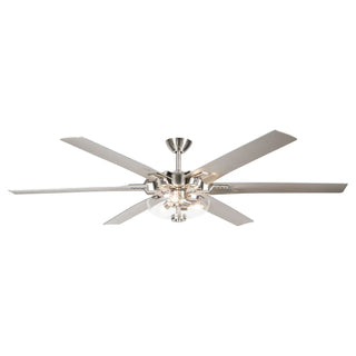 70" Modern Brushed Nickel DC Motor Downrod Mount Ceiling Fan with Lighting and Remote Control - Vaczon