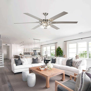70" Modern Brushed Nickel DC Motor Downrod Mount Ceiling Fan with Lighting and Remote Control - Vaczon