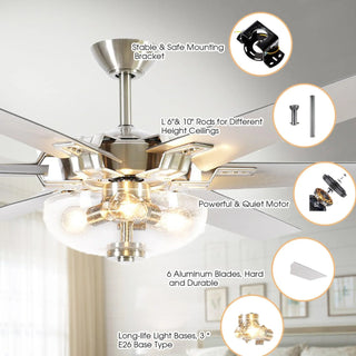 70" Modern Brushed Nickel DC Motor Downrod Mount Ceiling Fan with Lighting and Remote Control - Vaczon