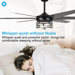 70" Modern DC Motor Downrod Mount Reversible Ceiling Fan with Lighting and Remote Control - ParrotUncle