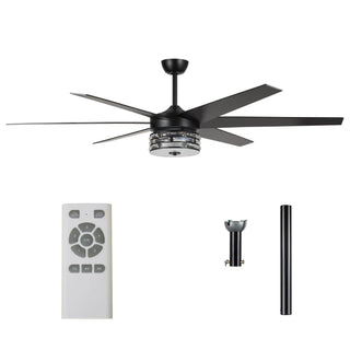 70" Modern DC Motor Downrod Mount Reversible Ceiling Fan with Lighting and Remote Control - Vaczon