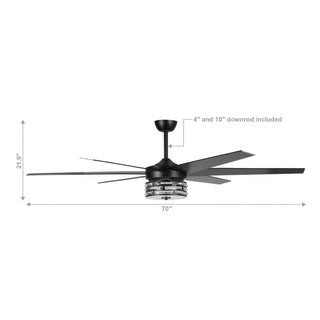 70" Modern DC Motor Downrod Mount Reversible Ceiling Fan with Lighting and Remote Control - Vaczon