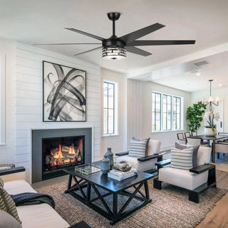 70" Modern DC Motor Downrod Mount Reversible Ceiling Fan with Lighting and Remote Control - Vaczon