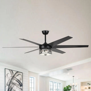 70" Modern DC Motor Downrod Mount Reversible Ceiling Fan with Lighting and Remote Control - Vaczon