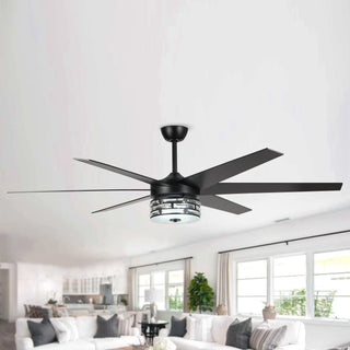 70" Modern DC Motor Downrod Mount Reversible Ceiling Fan with Lighting and Remote Control - Vaczon