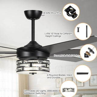 70" Modern DC Motor Downrod Mount Reversible Ceiling Fan with Lighting and Remote Control - Vaczon