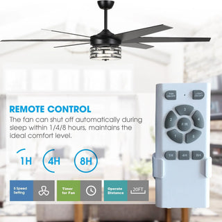 70" Modern DC Motor Downrod Mount Reversible Ceiling Fan with Lighting and Remote Control - Vaczon